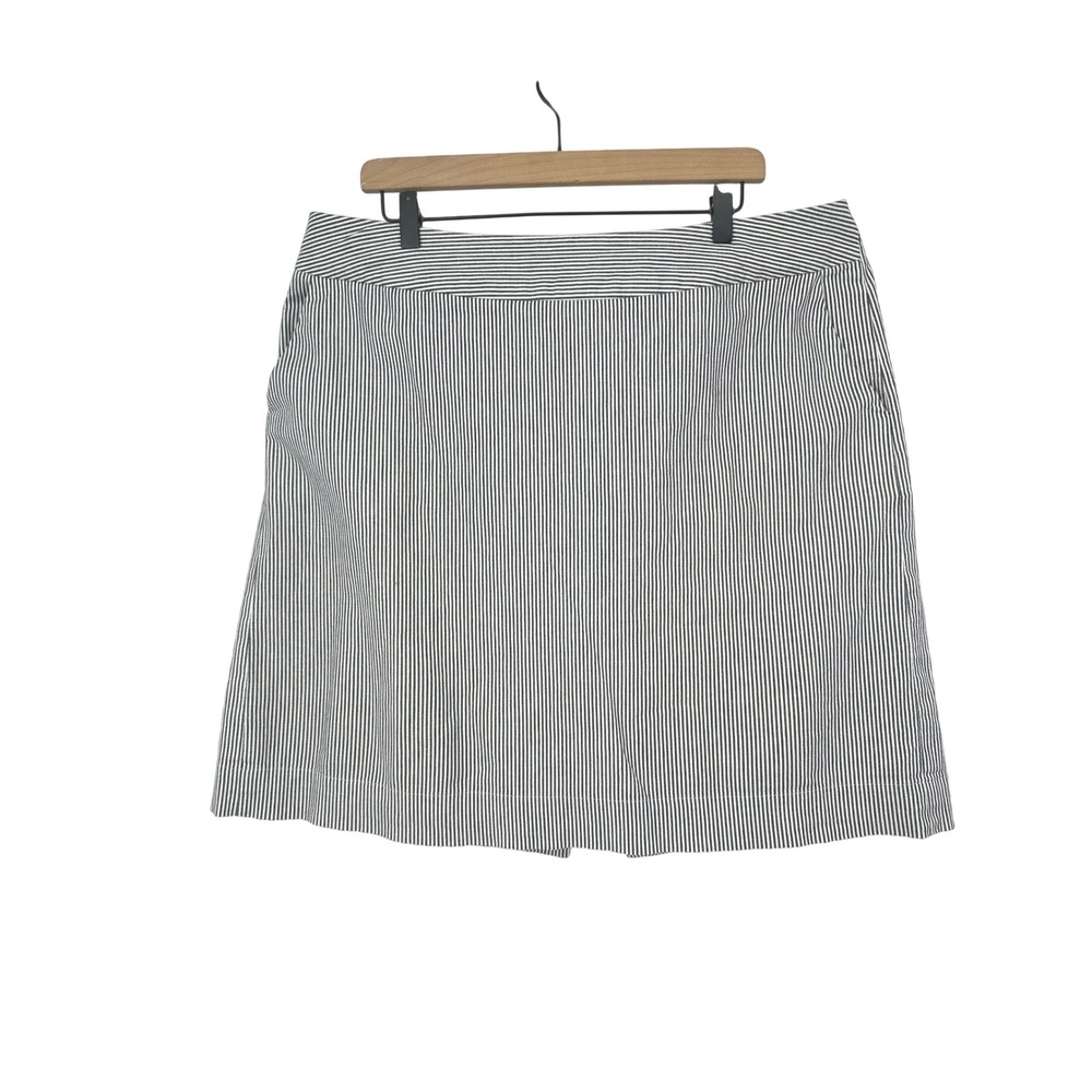 Talbots Skirt Womens‎ 16W Gray White Striped Pencil Seersucker Stretch Career